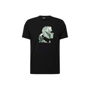 Karl Lagerfeld Tričko  pastelovo zelená / tmavozelená / čierna / biela