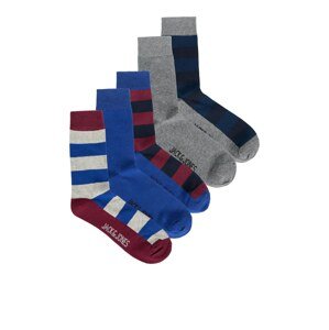 JACK & JONES Ponožky  modrá / sivá melírovaná / farba lesného ovocia / čierna
