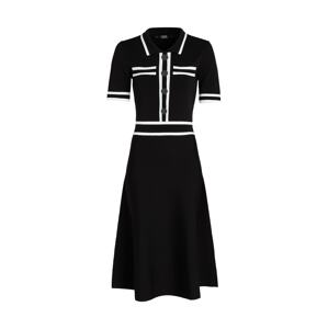 Karl Lagerfeld Šaty 'Polo Knit'  čierna / biela