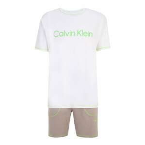 Calvin Klein Underwear Krátke pyžamo  tmavošedá / neónovo zelená / biela