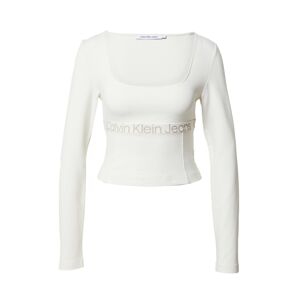 Calvin Klein Jeans Tričko  tmavobéžová / biela