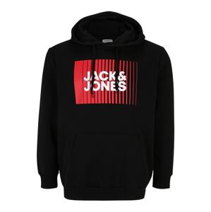 Jack & Jones Plus Mikina 'Corp'  červená / čierna / biela
