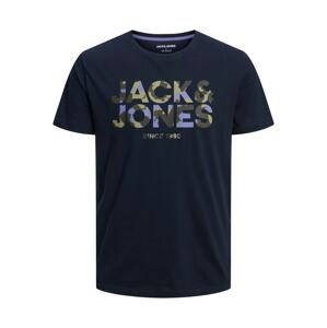 Jack & Jones Plus Tričko 'James'  námornícka modrá / kaki / tmavozelená / levanduľová