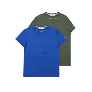 Calvin Klein Jeans T-Shirt 'INTARSIA'  modrá / olivová / biela