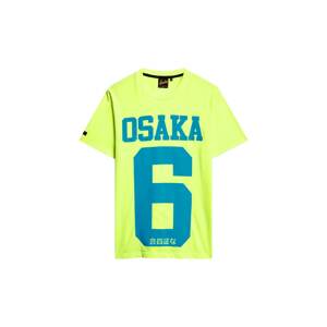 Superdry Tričko 'Osaka'  modrozelená / neónovo zelená