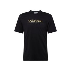 Calvin Klein Tričko  svetlohnedá / čierna / biela