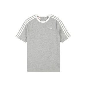 ADIDAS SPORTSWEAR Funkčné tričko 'Essentials 3-Stripes  Loose Fit friend'  sivá melírovaná / biela