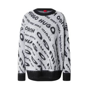 HUGO Oversize sveter 'Sidimmer'  sivá melírovaná / čierna