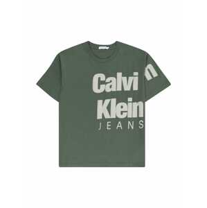 Calvin Klein Jeans Tričko  piesková / tmavozelená