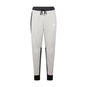 Nike Sportswear Nohavice 'TECH FLEECE'  sivá melírovaná / čierna / biela