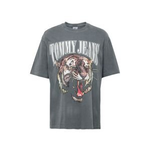 Tommy Jeans Tričko 'Tiger'  hnedá / sivá / ružová / biela