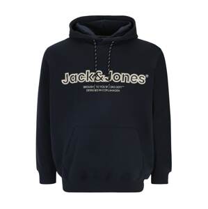 Jack & Jones Plus Mikina 'LAKEWOOD'  béžová / námornícka modrá / čierna / biela