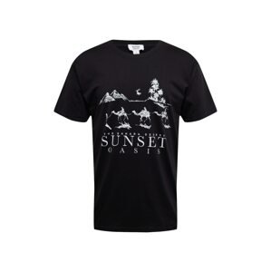 BURTON MENSWEAR LONDON Tričko 'Sunset Oasis'  čierna / biela