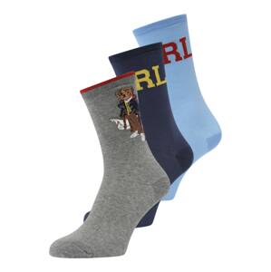 Polo Ralph Lauren Ponožky 'PLD BEAR'  námornícka modrá / svetlomodrá / sivá melírovaná / tmavočervená