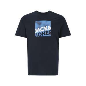 Jack & Jones Plus Tričko 'LOGAN'  námornícka modrá / svetlomodrá / biela