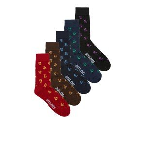 JACK & JONES Ponožky  námornícka modrá / čokoládová / ohnivo červená / čierna