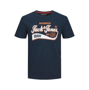 Jack & Jones Plus Tričko 'METT'  námornícka modrá / oranžová / biela