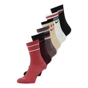NIKE Športové ponožky 'Everyday'  béžová / burgundská / čierna / biela