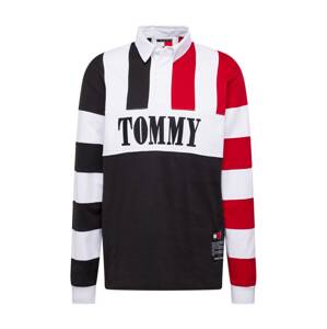 Tommy Jeans Tričko 'ARCHIVE RUGBY'  červená / čierna / biela