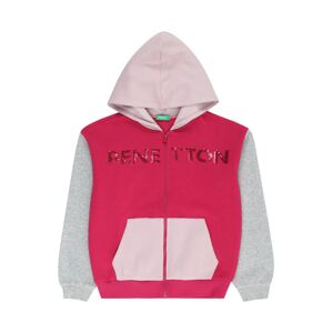 UNITED COLORS OF BENETTON Tepláková bunda  sivá melírovaná / ružová / ružová
