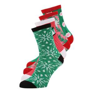 VERO MODA Ponožky 'ELF'  zelená / svetloružová / červená / biela