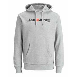JACK & JONES Mikina  sivá melírovaná / oranžová / čierna