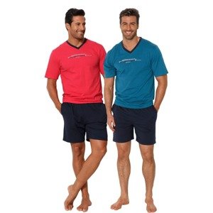ARIZONA Krátke pyžamo  modrá / tmavomodrá / pastelovo červená / biela