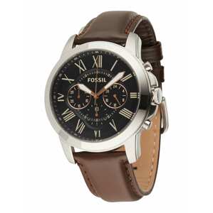 FOSSIL Analógové hodinky 'Grant'  hnedá / svetložltá / čierna / strieborná
