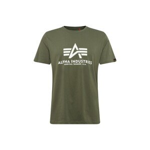 ALPHA INDUSTRIES T-Shirt  olivová / biela