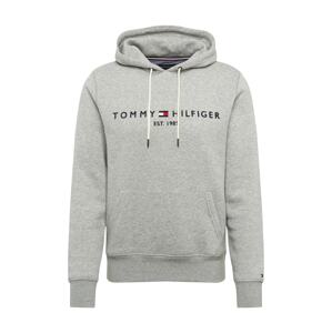 TOMMY HILFIGER Sweatshirt  sivá melírovaná / biela / červená / námornícka modrá