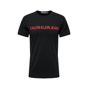 Calvin Klein Jeans Tričko 'INSTITUTIONAL SLIM LOGO TEE'  čierna / ružová