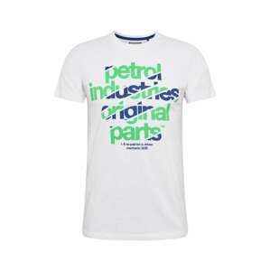Petrol Industries Tričko  biela melírovaná / svetlozelená / tmavomodrá