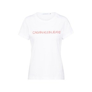 Calvin Klein Tričko 'INSTITUTIONAL LOGO SLIM FIT TEE'  biela / červená