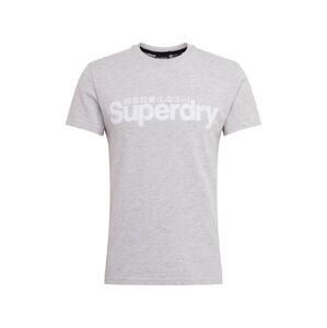 Superdry Tričko  biela / svetlosivá