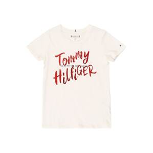 TOMMY HILFIGER Tričko  biela / ohnivo červená