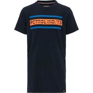 Petrol Industries Tričko  modrá / čierna / oranžová