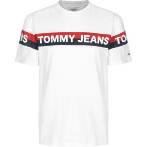 Tommy Jeans Tričko ' Double Stripe Logo '  biela