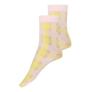 Swedish Stockings Ponožky 'Greta Tartan Socks Light Pink/Neon Yellow'  neónovo žltá / ružová