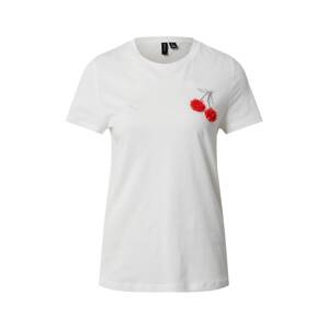 VERO MODA Shirt 'VMSAFINAFRANCIS SS TOP BOX JRS'  červená / biela