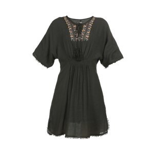 DreiMaster Vintage Letné šaty  tmavozelená / ružová / modrosivá / tmavožltá