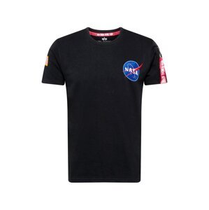 ALPHA INDUSTRIES Tričko 'NASA Heavy'  čierna / modrá / biela / červená