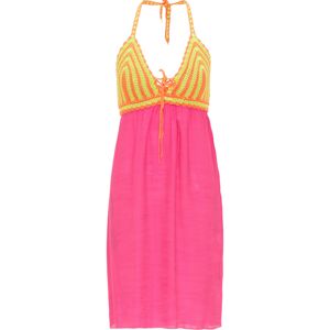 MYMO Letné šaty  neónovo ružová / neónovo zelená / koralová