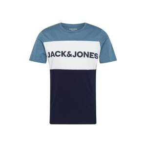 JACK & JONES Tričko  čierna / námornícka modrá / modrosivá / biela
