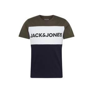 JACK & JONES Tričko  tmavomodrá / tmavozelená / biela