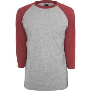 Urban Classics T-Shirt  sivá melírovaná / červená