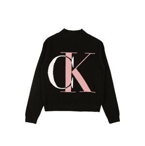 Calvin Klein Jeans Sveter  čierna / ružová / biela