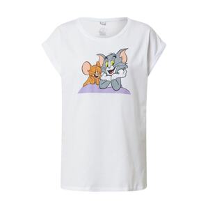 Merchcode Tričko 'Tom & Jerry'  biela / sivá / hnedá