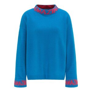 MYMO Oversize sveter  kráľovská modrá / neónovo ružová