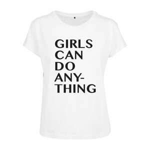 Merchcode Tričko 'Girls Can Do Anything'  biela / čierna