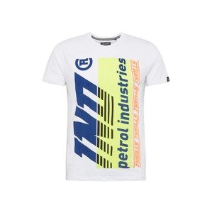Petrol Industries T-Shirt  biela / neónovo žltá / námornícka modrá / oranžová